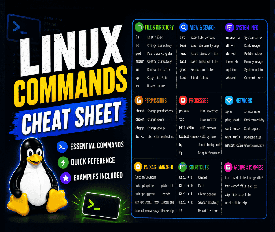The Complete Linux Commands Cheat Sheet 2026